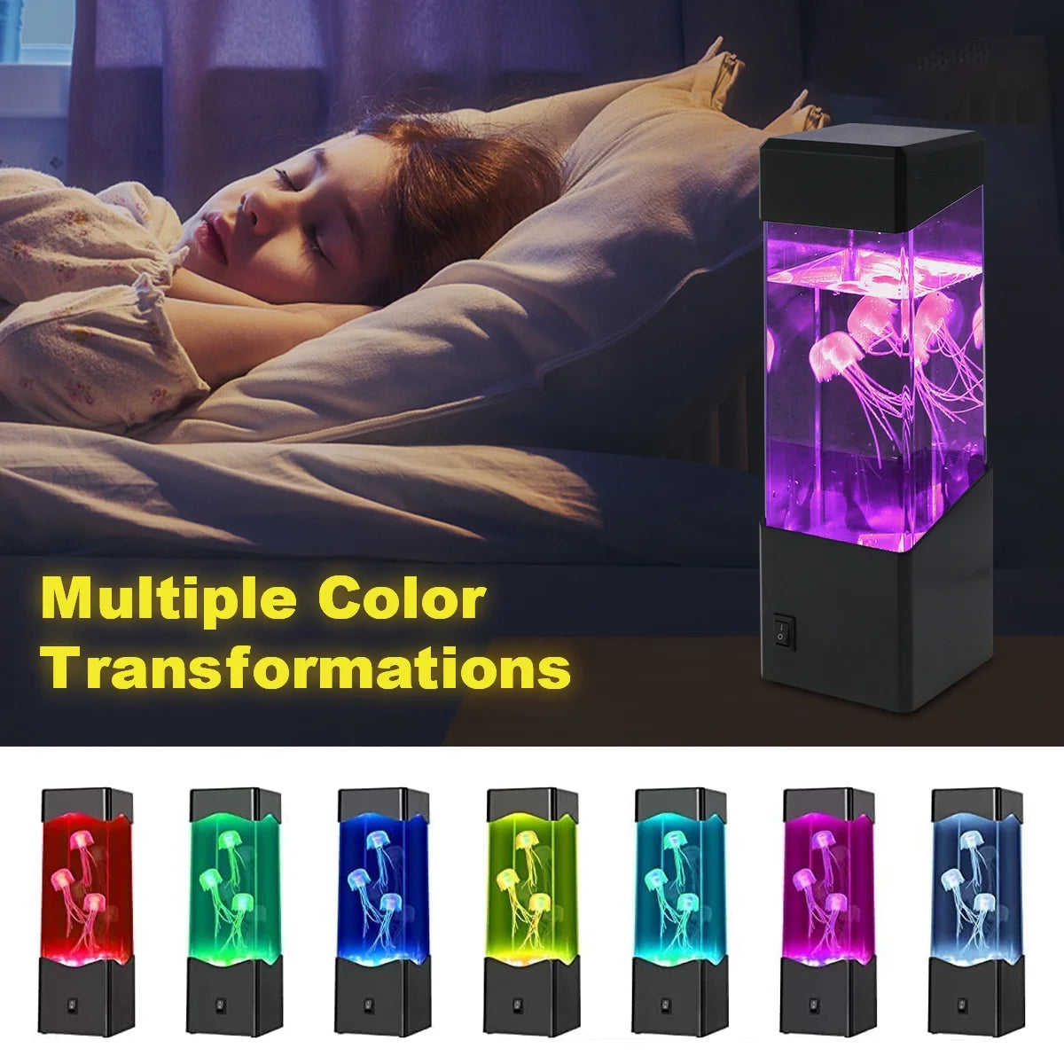 3.12" Jellyfish Battery Powered Lava Lamp, Multicolored Liquid