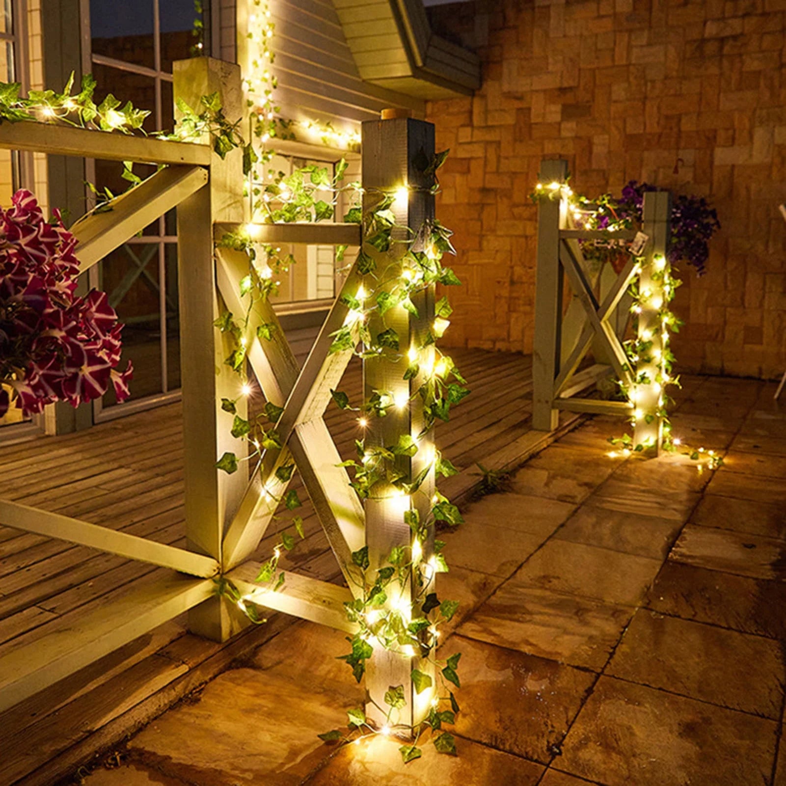 Ivy Vine Lights Indoor 78.74” Battery Powered LED Hanging Leaves