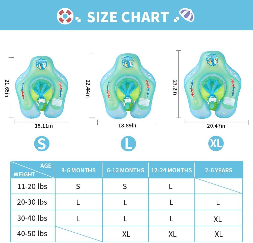 Baby Swimming Float Kids Inflatable Swim Ring with Safety Support Bottom Swimming Pool Accessories for 3-36 Months
