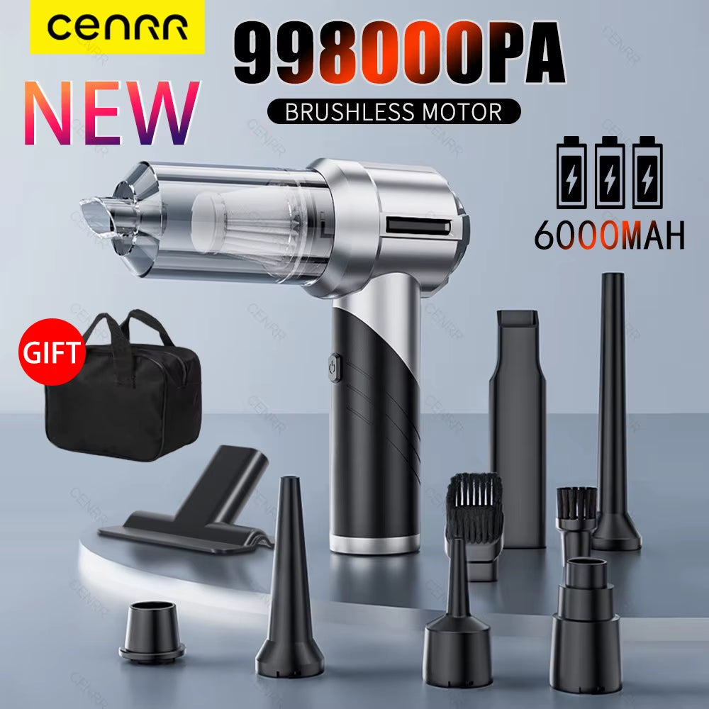 Mini Car Vacuum Cleaner 998000PA Strong Suction Portable Handheld Vacuum Cleaner Wireless Powerful Car Vacuum Cleaner