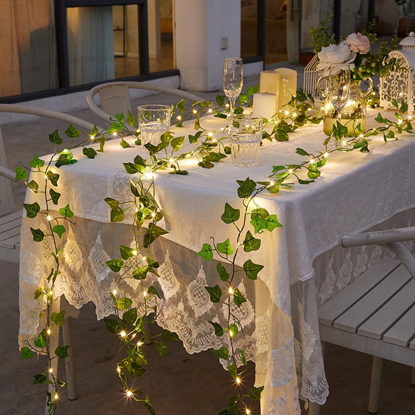 Ivy Vine Lights Indoor 78.74” Battery Powered LED Hanging Leaves