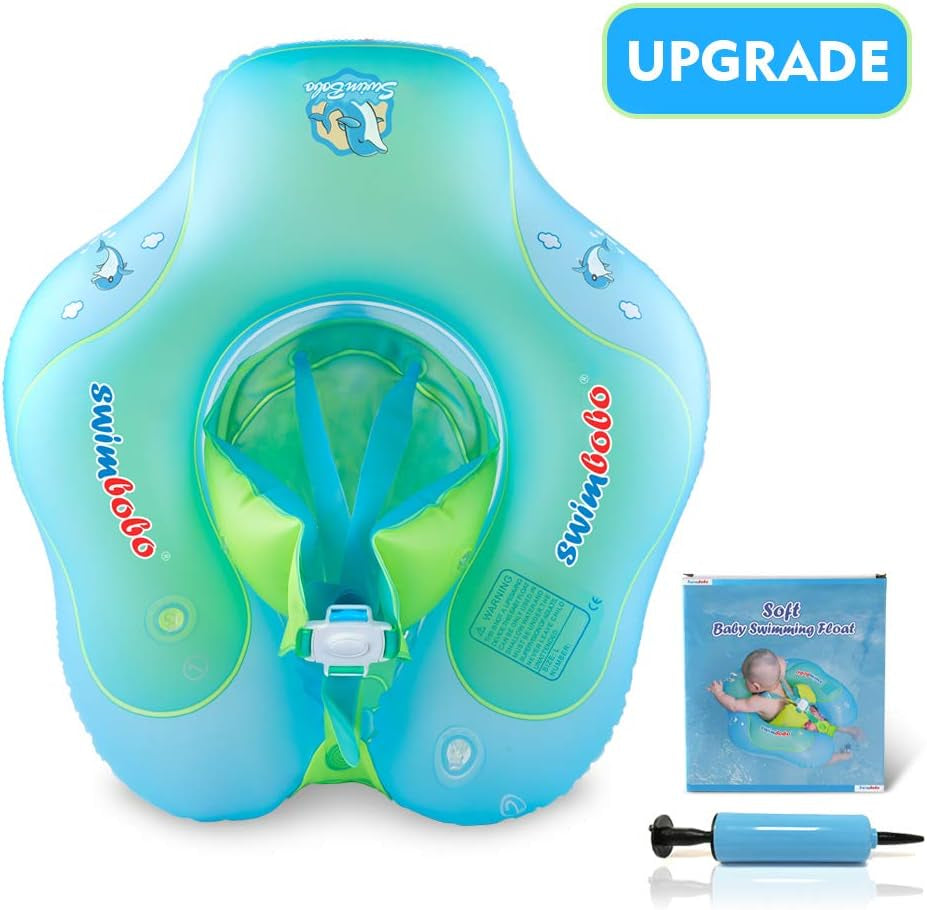 Baby Swimming Float Kids Inflatable Swim Ring with Safety Support Bottom Swimming Pool Accessories for 3-36 Months