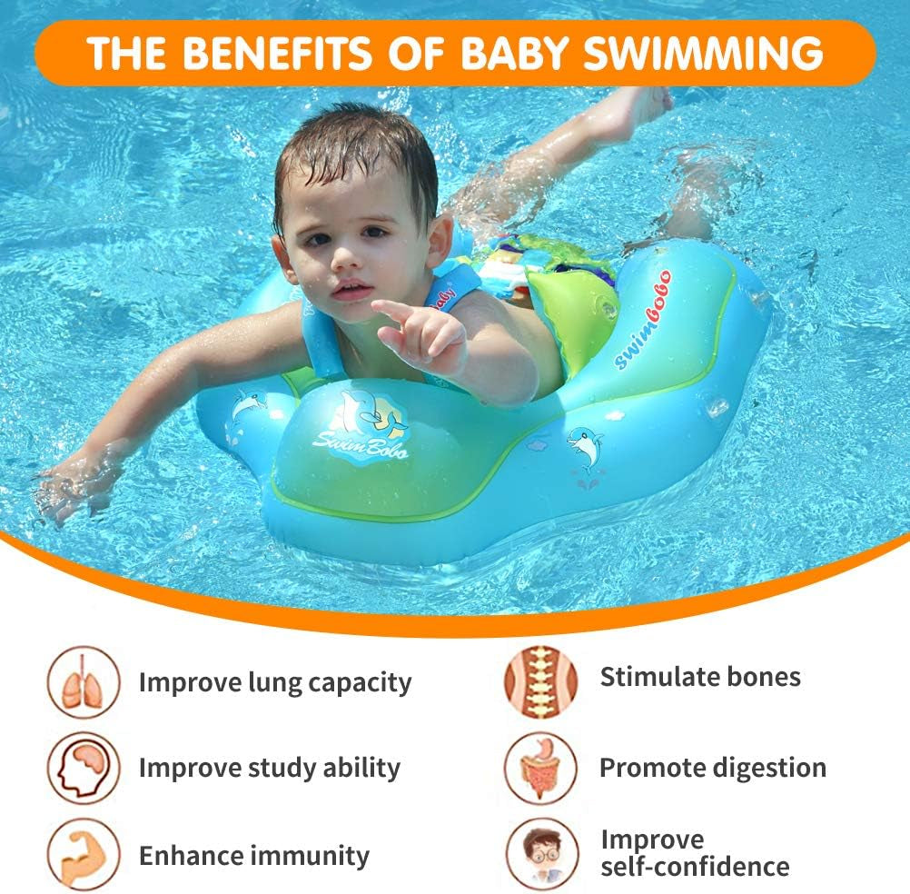 Baby Swimming Float Kids Inflatable Swim Ring with Safety Support Bottom Swimming Pool Accessories for 3-36 Months
