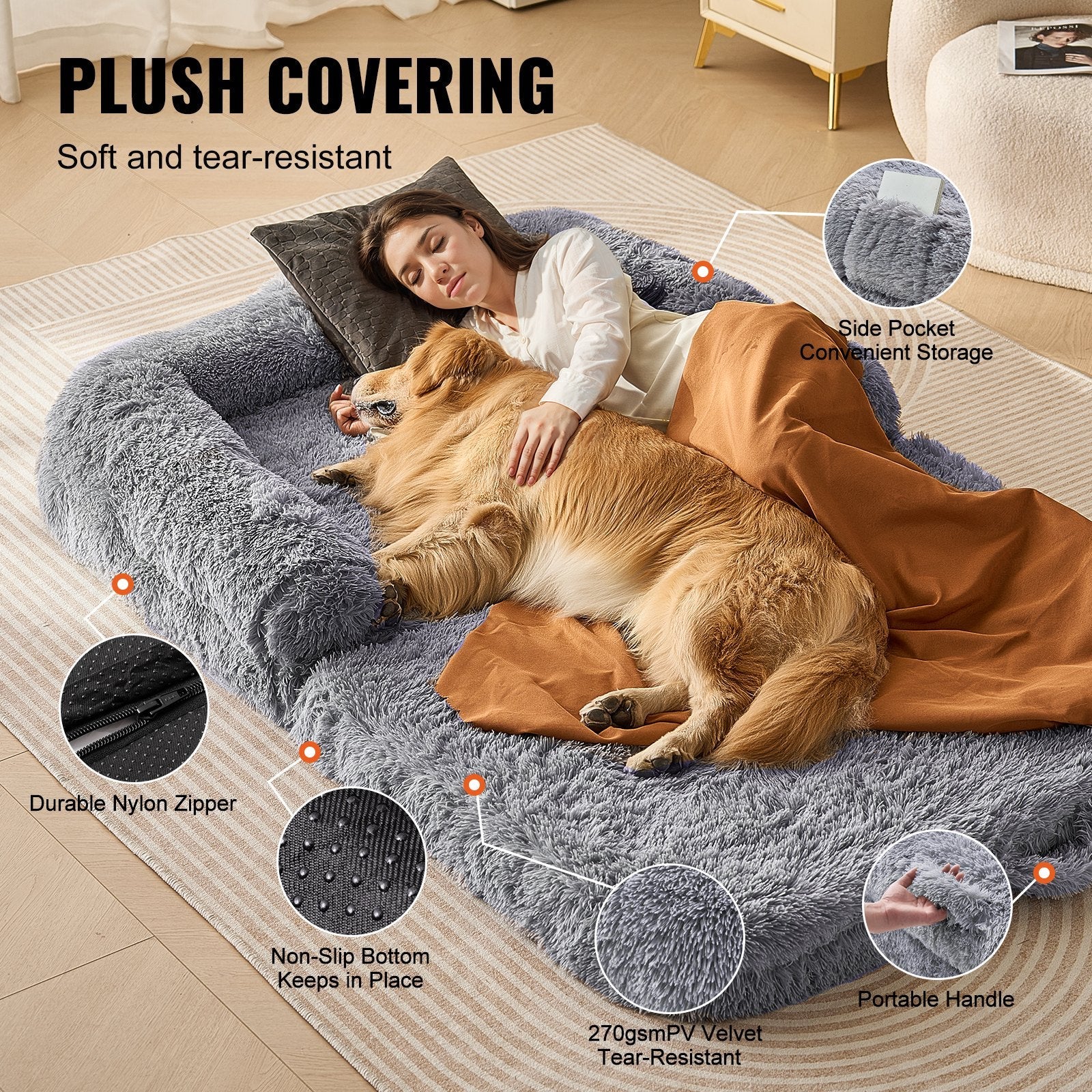 Premium Dog Large Human Size Dog Bed Washable 
