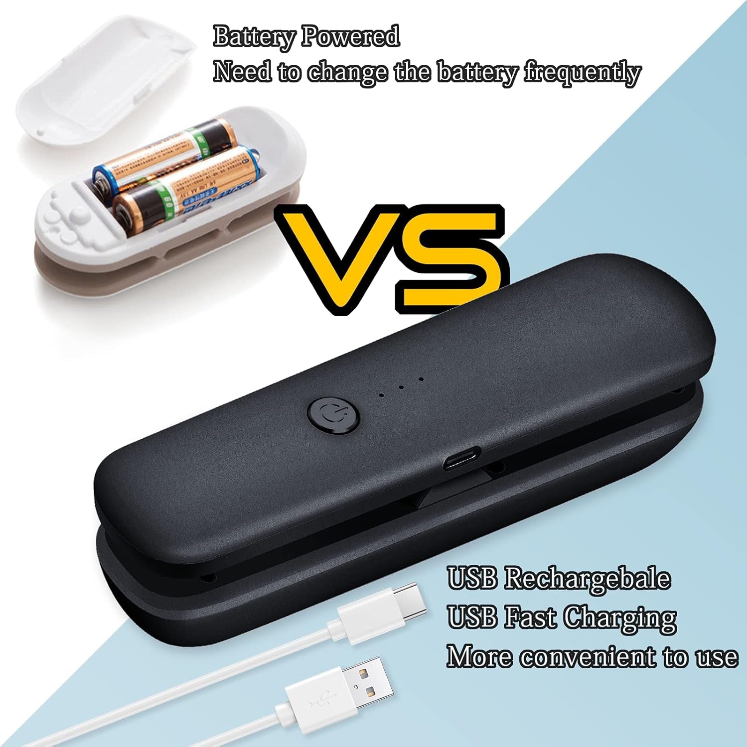 Mini Bag Sealer Rechargeable, Handheld Portable Bag Heat Resealer Vacuum Machine with 3 Sealing Temperature for Snack Cookie Candy Chips Plastic Bags